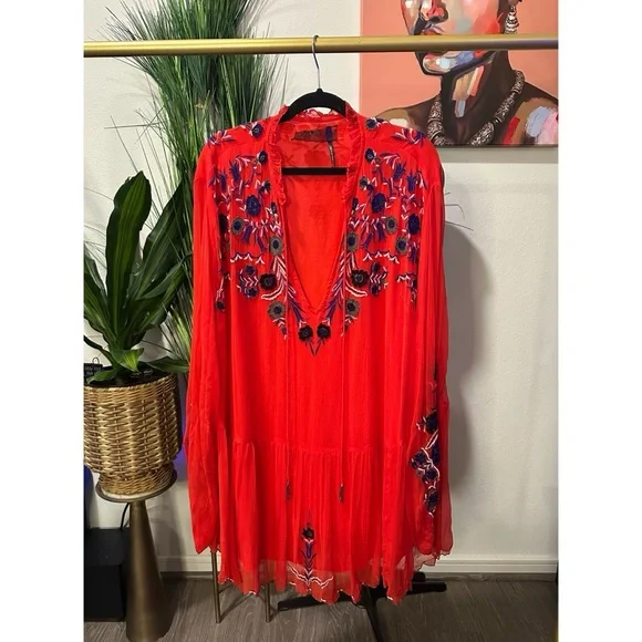 Free People Embroidered & Beaded Tunic Dress - Size Medium - Picture 1 of 14